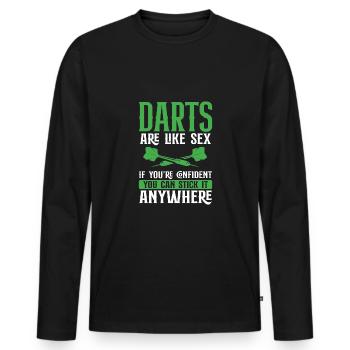Darts are like sex - Men's Premium Organic Long Sleeve Shirt - black - Front - Nico (187cm)
