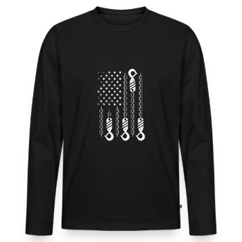 Crochet de remorquage drapeau américain - T-shirt manches longues Premium bio Homme - noir - Devant - Nico (187cm)