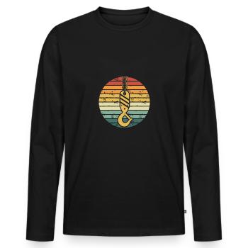 Abschlepphaken Retro - Männer Premium Bio Langarmshirt - Schwarz - Vorne - Nico (187cm)