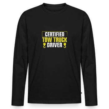 Zertifizierter Abschleppwagenfahrer - Männer Premium Bio Langarmshirt - Schwarz - Vorne - Nico (187cm)