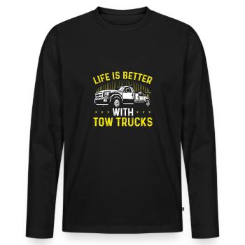 Das Leben Ist Besser Mit Abschleppwagen - Männer Premium Bio Langarmshirt - Schwarz - Vorne - Nico (187cm)
