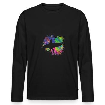 Sommersurfer Mit Brett - Männer Premium Bio Langarmshirt - Schwarz - Vorne - Nico (187cm)