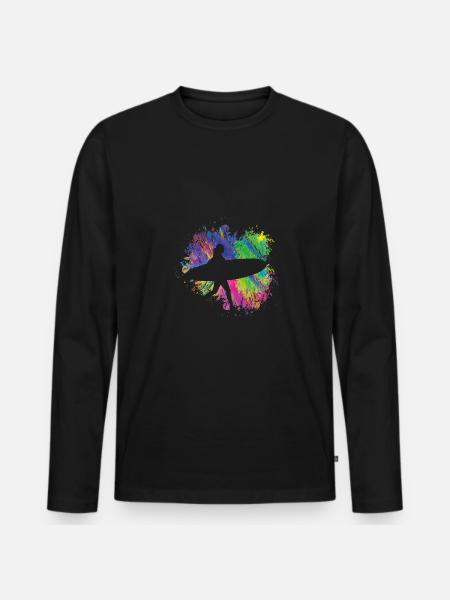 Summer surfers with board - Men's Premium Organic Long Sleeve Shirt - black