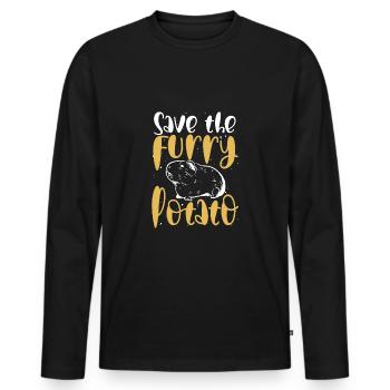 Sichern Sie Die Pelzige Kartoffel - Männer Premium Bio Langarmshirt - Schwarz - Vorne - Nico (187cm)