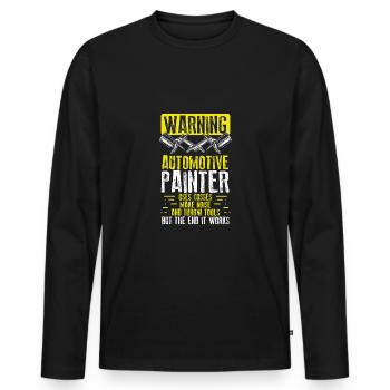 Attention aux peintres automobiles - T-shirt manches longues Premium bio Homme - noir - Devant - Nico (187cm)