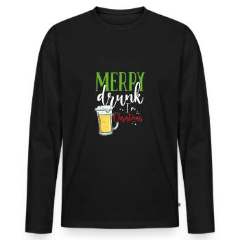 Joyeux ivrognes à Noël - T-shirt manches longues Premium bio Homme - noir - Devant - Nico (187cm)