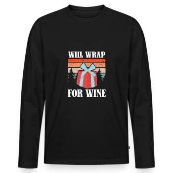 Exchange for wine - Men's Premium Organic Long Sleeve Shirt - black - Front - Nico (187cm)
