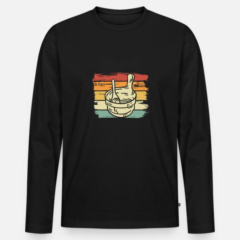 Saunakübel Retro - Männer Premium Bio Langarmshirt - Schwarz