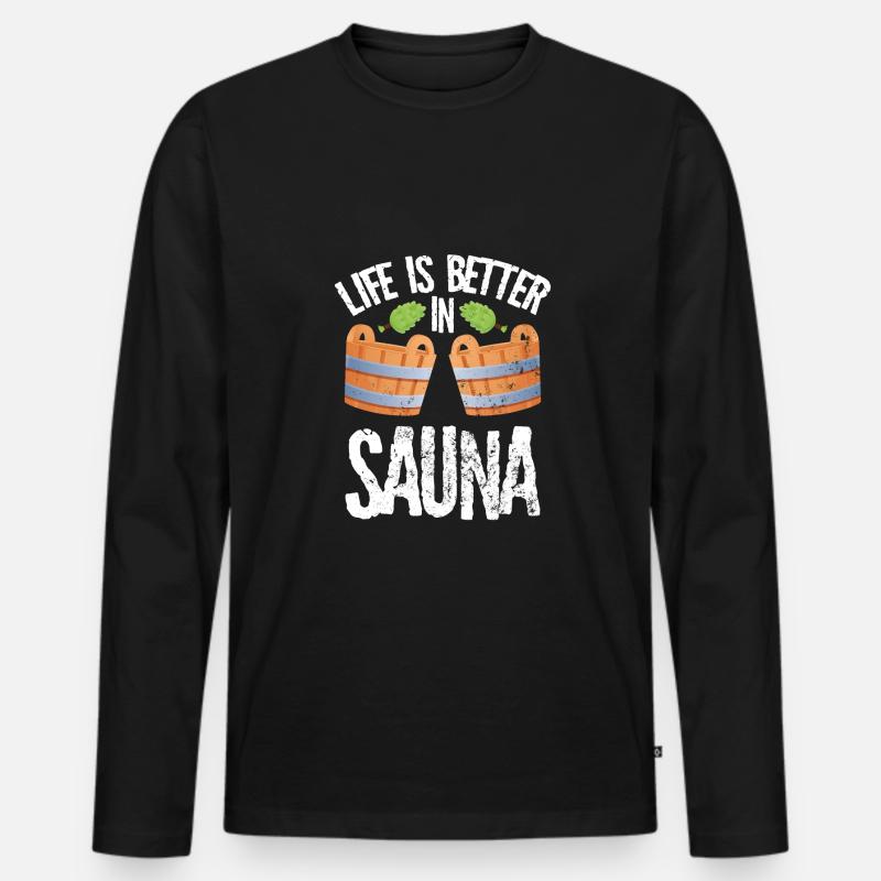 Ich Liebe Saunen - Männer Premium Bio Langarmshirt - Schwarz