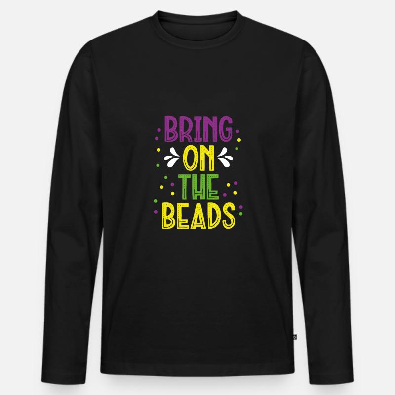 Her mit den Perlen - Männer Premium Bio Langarmshirt - Schwarz