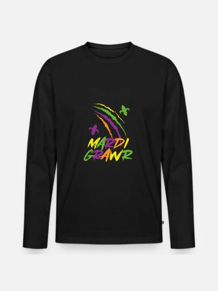 Mardi Grawr - Männer Premium Bio Langarmshirt - Schwarz