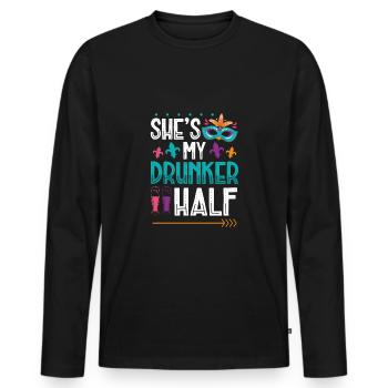 Sie Ist Meine Betrunkene Hälfte - Männer Premium Bio Langarmshirt - Schwarz - Vorne - Nico (187cm)