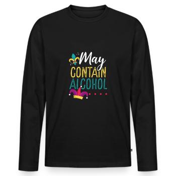 Kann Alkohol Enthalten - Männer Premium Bio Langarmshirt - Schwarz - Vorne - Nico (187cm)