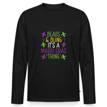Perlen Und Bling - Männer Premium Bio Langarmshirt - Schwarz - Vorne - Nico (187cm)