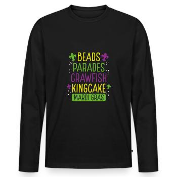 Pearl Parades Lobster Kingcake - Men's Premium Organic Long Sleeve Shirt - black - Front - Nico (187cm)