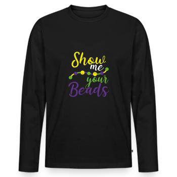 Zeig Mir Deine Farbperlen - Männer Premium Bio Langarmshirt - Schwarz - Vorne - Nico (187cm)