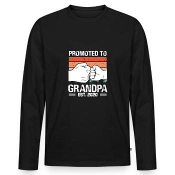 Befördert Zum Opa 2022 - Männer Premium Bio Langarmshirt - Schwarz - Vorne - Nico (187cm)
