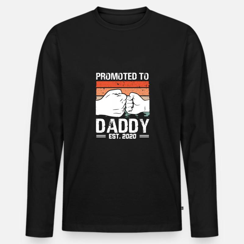 Befördert Zum Daddy 2020 Retro - Männer Premium Bio Langarmshirt - Schwarz
