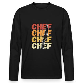 Retro Buntes Messer Des Kochs - Männer Premium Bio Langarmshirt - Schwarz - Vorne - Nico (187cm)
