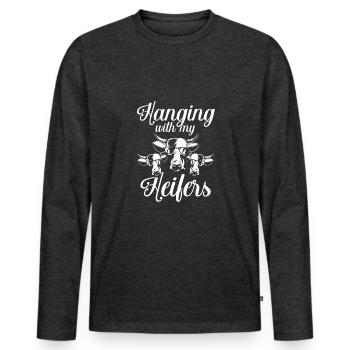 Hängen Mit Meinen Färsen - Männer Premium Bio Langarmshirt - Anthrazit meliert - Vorne - Nico (187cm)