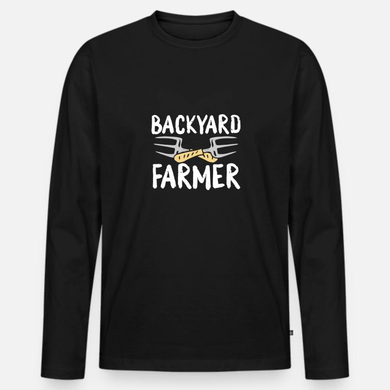 Bauer Im Hinterhof - Männer Premium Bio Langarmshirt - Schwarz