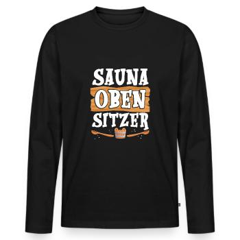 Sauna upstairs seater - Men's Premium Organic Long Sleeve Shirt - black - Front - Nico (187cm)