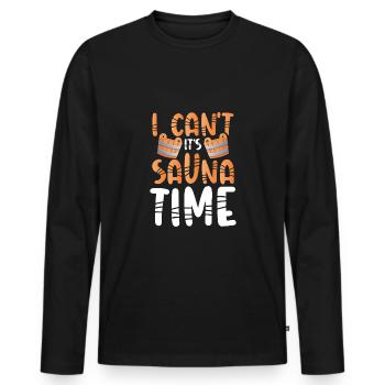 Jeg kan ikke gøre hans sauna tid - Premium økologisk langærmet T-shirt til mænd - sort - Foran - Nico (187cm)