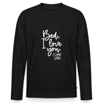 Lit je t’aime - T-shirt manches longues Premium bio Homme - noir - Devant - Nico (187cm)