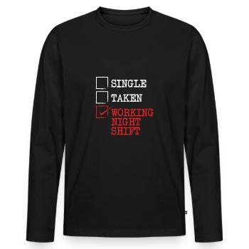 I only work the night shift - Men's Premium Organic Long Sleeve Shirt - black - Front - Nico (187cm)