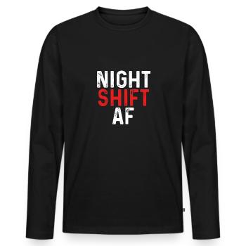 Night shift af - Men's Premium Organic Long Sleeve Shirt - black - Front - Nico (187cm)
