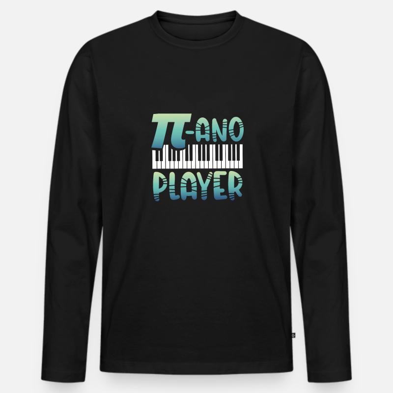 Mathe pianist - Männer Premium Bio Langarmshirt - Schwarz