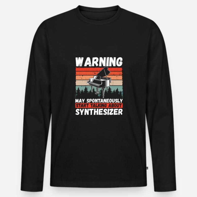 Warnung Anfang Über Synthesizer - Männer Premium Bio Langarmshirt - Schwarz