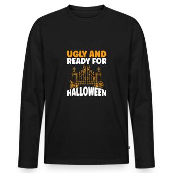 Ugly and ready for Halloween - Men's Premium Organic Long Sleeve Shirt - black - Front - Nico (187cm)