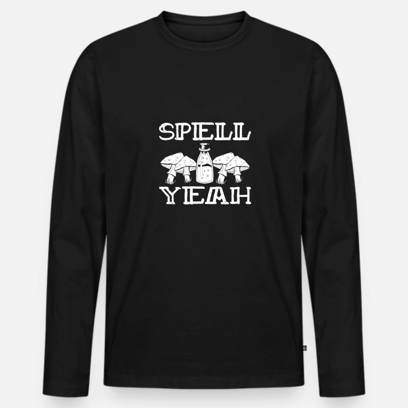 Zauberspruch yeah - Männer Premium Bio Langarmshirt - Schwarz