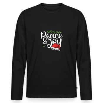 Peace and joy at Christmas - Men's Premium Organic Long Sleeve Shirt - black - Front - Nico (187cm)