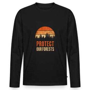 Protège nos forêts Climat Terre Conservation de la nature - T-shirt manches longues Premium bio Homme - noir - Devant - Nico (187cm)