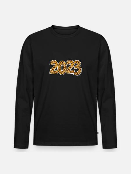 Léopard Nouvel An 2023 - T-shirt manches longues Premium bio Homme - noir