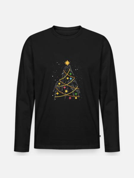 Parrots Christmas Tree - Men's Premium Organic Long Sleeve Shirt - black