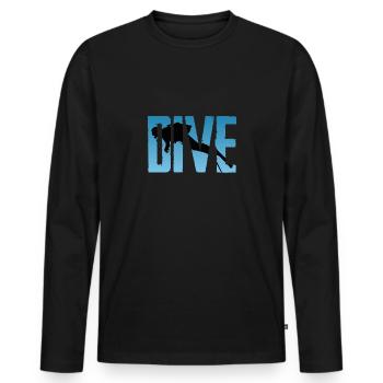 Diver Diving - Men's Premium Organic Long Sleeve Shirt - black - Front - Nico (187cm)