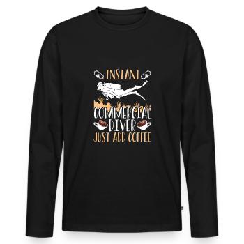 Diver simply adds coffee - Men's Premium Organic Long Sleeve Shirt - black - Front - Nico (187cm)