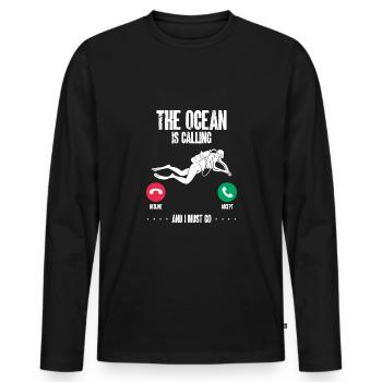 The sea is calling and I have to leave - Men's Premium Organic Long Sleeve Shirt - black - Front - Nico (187cm)
