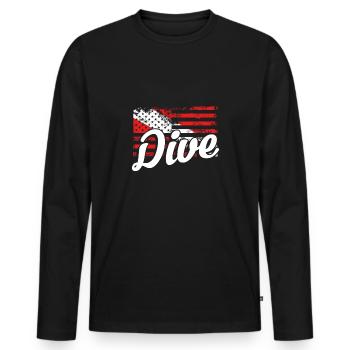 Dive under American flag - Men's Premium Organic Long Sleeve Shirt - black - Front - Nico (187cm)