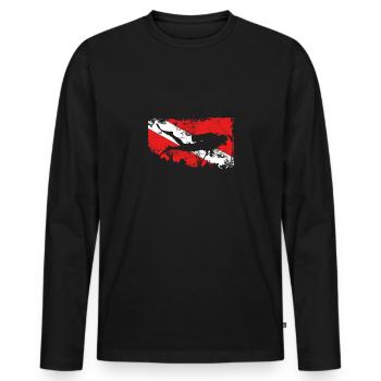 Divers and a flag - Men's Premium Organic Long Sleeve Shirt - black - Front - Nico (187cm)