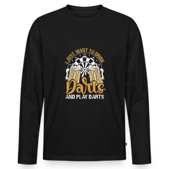 Je veux boire des fléchettes et jouer aux fléchettes - T-shirt manches longues Premium bio Homme - noir - Devant - Nico (187cm)