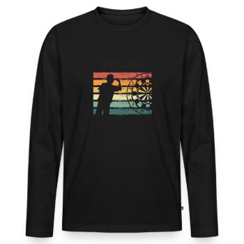 Dartmann sur un jeu de fléchettes rétro - T-shirt manches longues Premium bio Homme - noir - Devant - Nico (187cm)