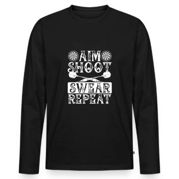 Visez tirez la flèche, je le jure - T-shirt manches longues Premium bio Homme - noir - Devant - Nico (187cm)