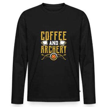 Kaffee Und Bogenschießen - Männer Premium Bio Langarmshirt - Schwarz - Vorne - Nico (187cm)