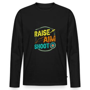 Raise the target and shoot - Men's Premium Organic Long Sleeve Shirt - black - Front - Nico (187cm)
