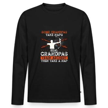 Grandpa trains archery - Men's Premium Organic Long Sleeve Shirt - black - Front - Nico (187cm)