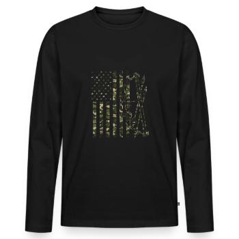 Pfeil Und Bogen In Camouflage - Männer Premium Bio Langarmshirt - Schwarz - Vorne - Nico (187cm)